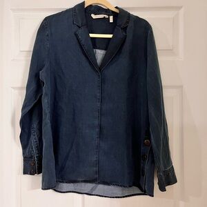 Soft Surroundings Savvy Tencel Chambray Top Womens Size Medium Tunic button